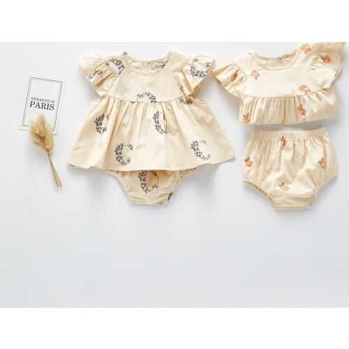 2020 Brand New Summer Newborn Girls Ruffles Sleeveless Clothing Kids Fox Children Clothing Girl Blouse Tops+Short Pant 2pcs Suit