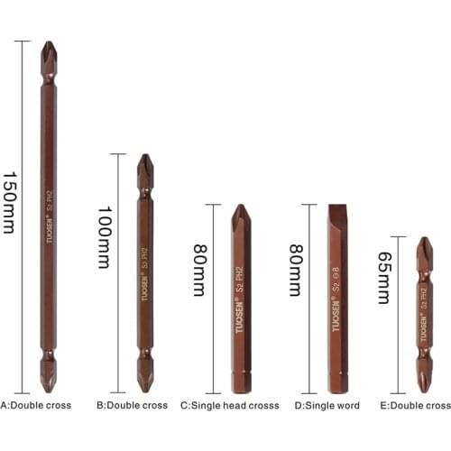 5pcs Cross Screwdriver Slotted Screwdrivers Bit Set ph2 Bits Precision Impact driver Magnetic Anti Slip Electric Tool Hex Shank