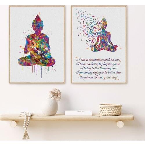 Meditation Canvas Painting Abstract Buddha Yoga Art Motivational Quote Poster Buddhism Prints Poster For Living Room Home Decor