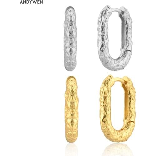 ANDYWEN 925 Sterling Silver European Geometric Irregular Hoop Circle Rock Punk 2020 Fine Jewelry For Women Fashion