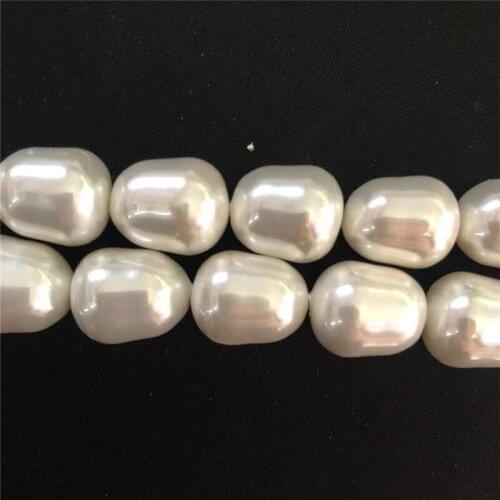 Unique design high quality white natural shell Imitate pearl 12x15mm loose beads irregular approx Oval barrel jewelry making 15"