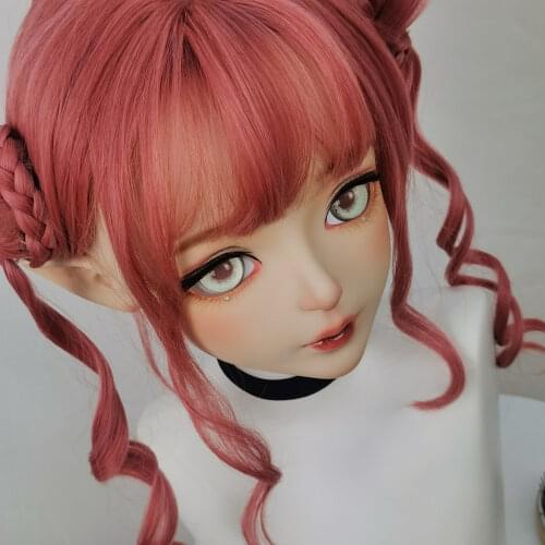 DOLLKII-S2) Quality Handmade Female Girl Resin Half Head Cosplay Japanese Role Play BJD Kigurumi Mask Crossdresser Doll Mask