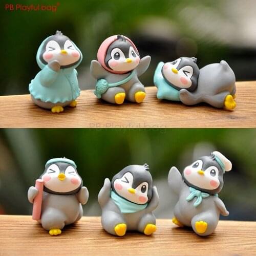 Playful bag 6pcs/set Baby penguin in kindergarten figure PVC action figure Cute penguin ornaments Christmas gifts HF53