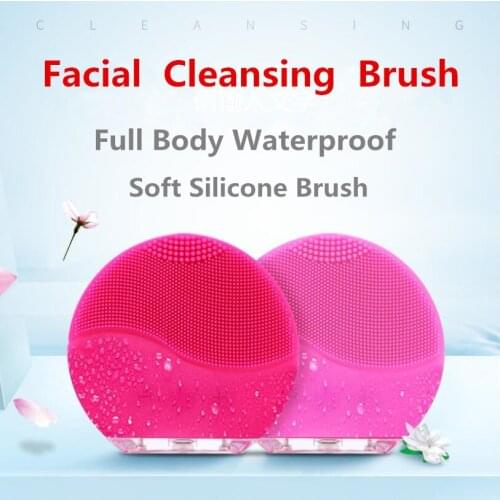 Facial Cleansing Instrument Soft Silicone Brush Vibration Deep Face Cleaning Two Sides Use Waterproof Face Skin Beauty Care