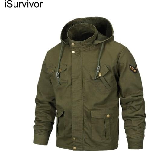 ISurvivor 2021 New Arrivals Men Army Casual Jackets Coats Jaqueta Masculina Male Casual Fashion Slim Fit Hooded Zipper Jackets