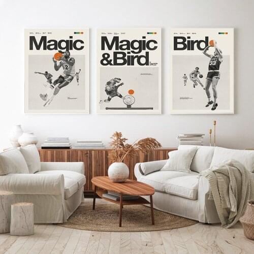 Inspired Basketball Star Canvas Painting Mid Century Cuadros Wall Art Pictures Minimalist Magic Prints Posters for Living Room