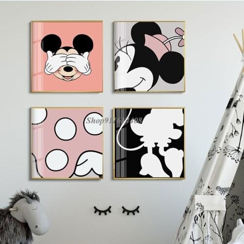 Disney Cute Cartoon Canvas Paintings Anime Mickey Mouse Posters and Prints Wall Art Picture for Girl Childrens Room Home Decor