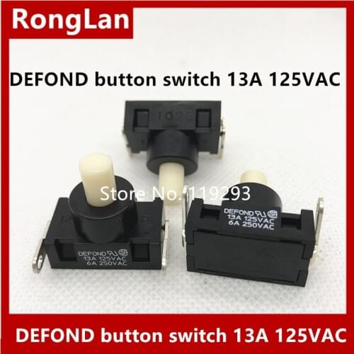 [SA]DEFOND button switch 13A 125VAC 6A 250VAC Vacuum cleaners power switch import 2 foot button key self locking--10PCS/LOT