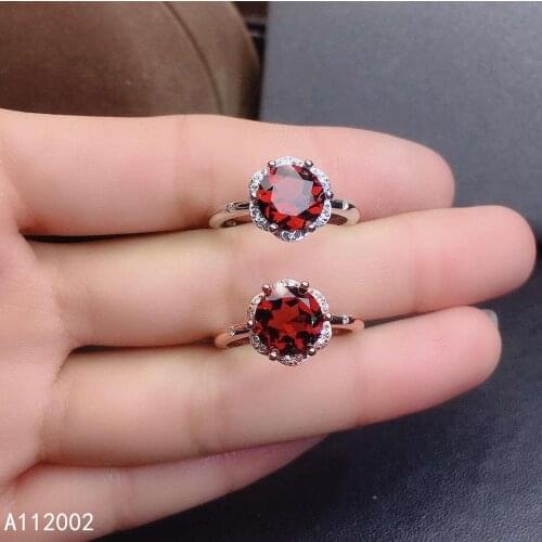 KJJEAXCMY fine jewelry natural garnet 925 sterling silver adjustable gemstone women ring support test beautiful classic