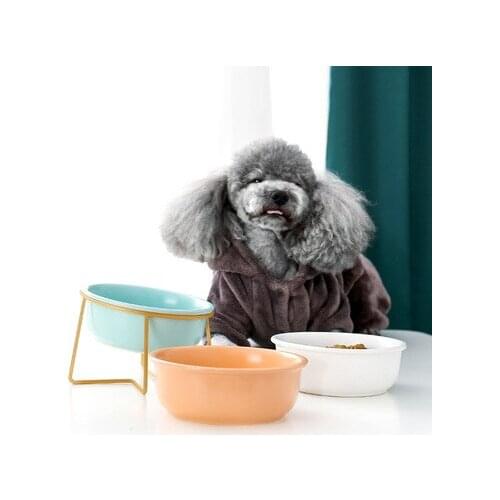 Cat Bowl Slanted Ceramic Pet Bowl Cat Food Bowl Cat Rice Bowl Dog Food Bowl Protecting Cervical Spine High-legged Dog Bowl