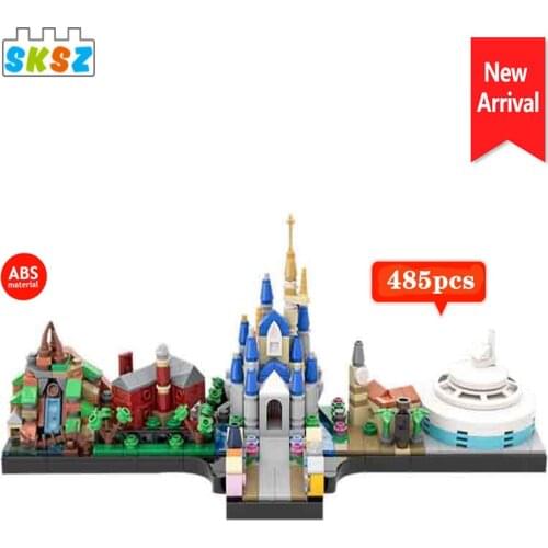 MOC Skyline City Street View Model Magic Kingdom 485pcs Building Blocks Bricks Toy Kid Educational Christmas Gift for Children