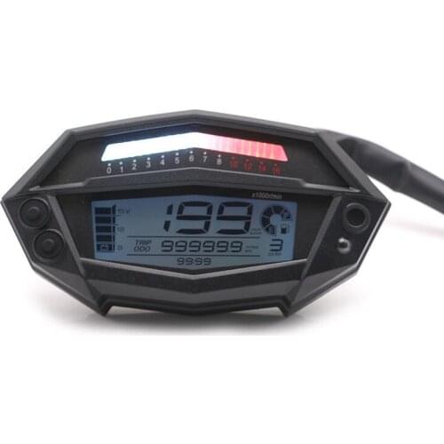 Motorcycle Black LCD Digital Adjustable Tachometer Speedometer Odometer Fuel Gauge For Kawasaki Z1000 Cruiser Chopper Bobber