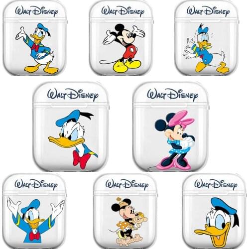 Disney Cartoon Donald Duck Minnie Mickey Mouse Soft Silicone Cases For Airpods 1/2 Protective Bluetooth Wireless Earphone Cover
