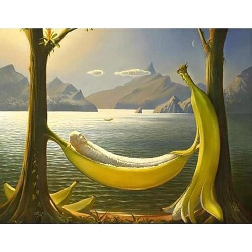 DIY Painting By Numbers Abstract Banana Oil Coloring By Numbers Wall Art Canvas Picture Hand Painted Home Decoration 40x50cm