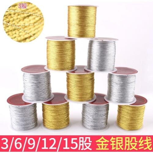 3/6/9/12/15 shares of gold and silver thread woven bracelet necklace line winding strands of gold and silver wire