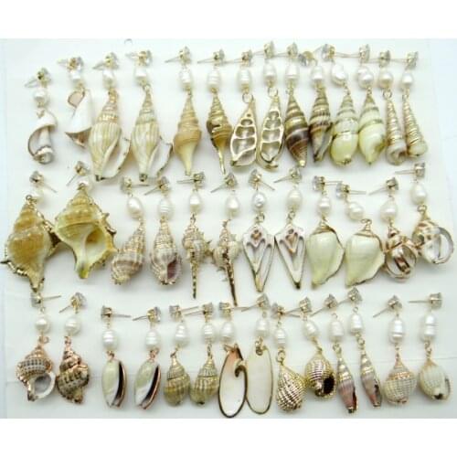Fashion Style Sea Shell Pearl Pendant Earrings earring Summer Boho Jewelry Handmade Natural Sea Shell Earrings Girls gift A38