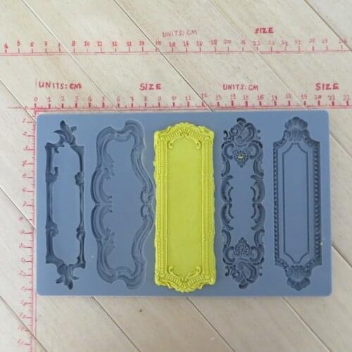 Silicone Mold Fondant Molds Vintage Art Decor Molds Object Labels Five Pattern Food Grade Mold Moulds Silicone Rubber PRZY 001