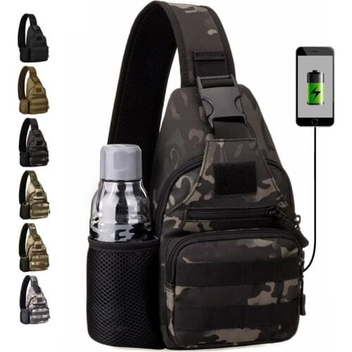 Outdoor Sports Bag Travel Hiking Trekking Bag Cycling Climbing Shoulder Bags USB Charge Anti Theft Military Tactical Bags