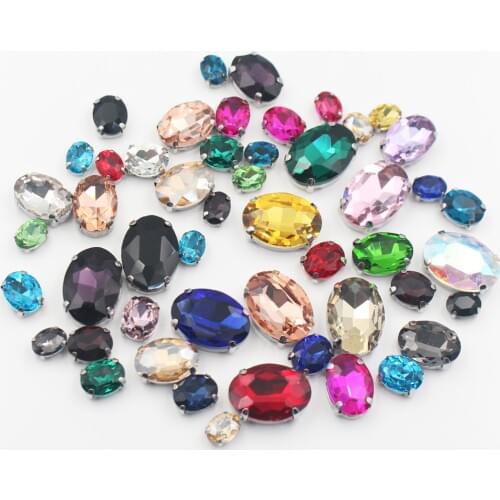 New 50pcs/lot Glass Crystal Stones Silver 4 Claw Base Sew On Rhinestones DIY Handmade Crafts Sewing Rhinestones For Clothes