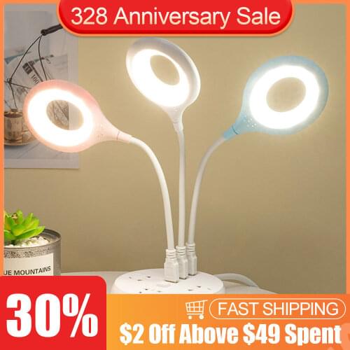 LED Portable USB Flexo Ring Lamp Bedroom Study Reading Book Night Lights Eye Protection Desk PC Laptop Lighting