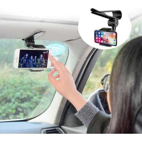 Universal 360 Car Clip Sun Visor Cell Phone Holder Mount Stand GPS Holder In Car Mobile Clip For Smart Phone D25