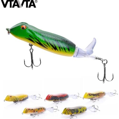 VTAVTA 11cm 18g Frog Topwater Floating Popper Fishing Lure Hard Artificial Bait Pike Bass Fishing Wobbler Whopper Poppers Leurre