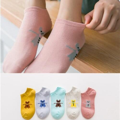 ZDL-204 Spring Summer Breathable Women Cotton Dance Bear Socks Japanese Small Pure Fresh 10 pairs