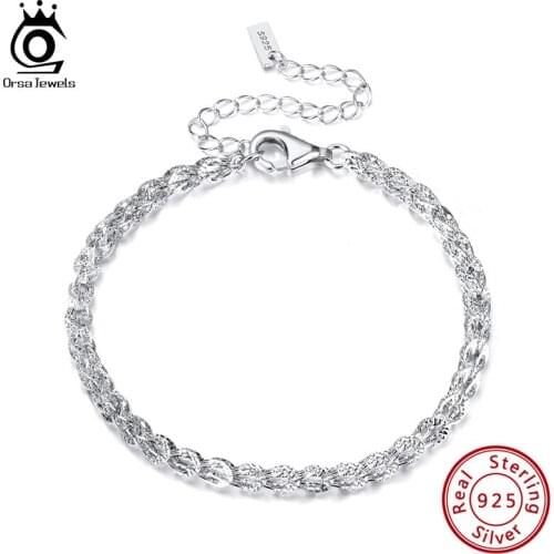 ORSA JEWELS 925 Sterling Silver 3.5mm Phoenix tail chain Bracelet for Women Girls Fashion Wedding Engagement Jewelry Gifts SB112