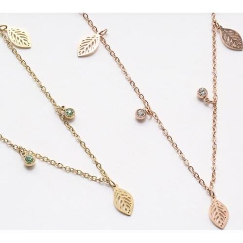 ZSLBS Fashion Stainless Steel Necklace For Women Clavicle Chain Leaf Choker Pendant Necklaces Jewelry Gifts Charm Choker Collar