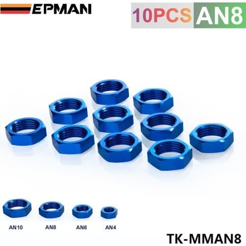 10PCS/LOT turbo fitting 8AN AN8 AN-8 adapter bulkhead nut Aluminum Finish Nut Seal Lock Fitting Adapter TK-MMAN8