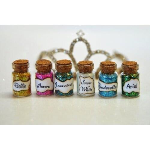 12pcs/lot Princess Bottles Belle, Aurora, Jasmine, Snow White, Cinderella, Ariel Princess Magic Desk Mini Magic