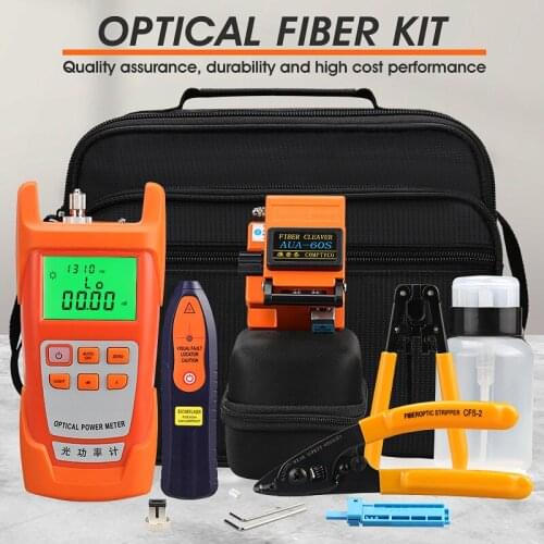 13pcs/set FTTH Fiber Optic Tool Kit with Fiber Cleaver -70~+10dBm Optical Power Meter Visual Fault Locator 5km
