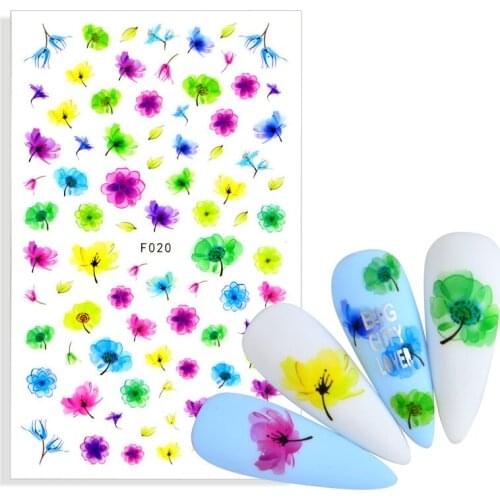 2021 New Arrival Nail Sticker Blooming Flower Butterfly Ultra-thin Adhesive Decal For Nails Art Decorations Manicure Accessories