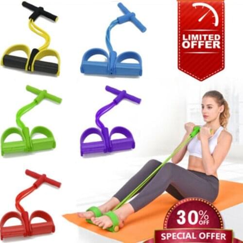 4 Tube Fitness Elastic Pull Rope Foot Pedal Body Slim Yoga Resistance Bands Workout Latex bands Sport Exercise Fitness Eq