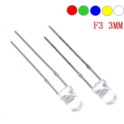 5Colors x20pcs =100pcs F3 Ultra Bright 3MM Round Water Clear Green/Yellow/Blue/White/Red LED Light Lamp Emitting Diode Dides Kit