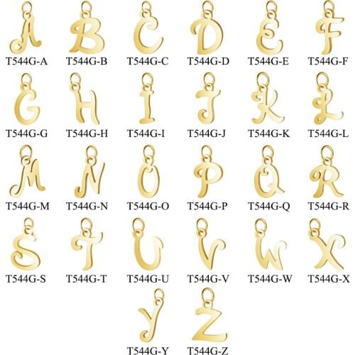 5pcs/lot 316L Stainless Steel Cut Out Alphabet Charms DIY Initials From A-Z Alphabets Pendant with Jump Ring Accessories