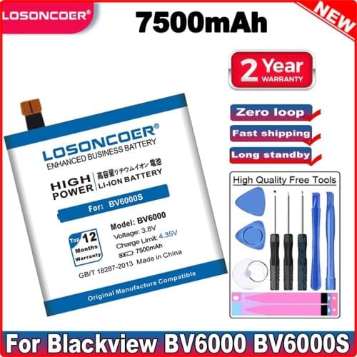 LOSONCOER 7050mAh BV6000 V756161P Mobile Phone Battery for Blackview BV6000 Battery for Blackview BV6000S