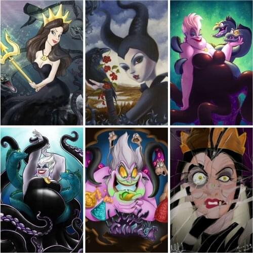 5D Diamond Painting Disney Cartoon Big Eyes Maleficent Cute Witch Cross Stitch Embroidery Mosaic Full Drill Home Decor Gift