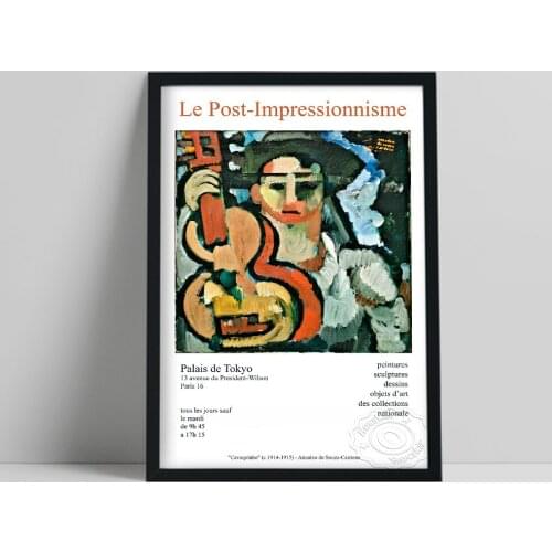 Amadeo Cardosa Vintage Post Impressionism Exhibition Poster, Cardosa Ukulele Canvas Painting, Cubism Portrait Home Wall Decor