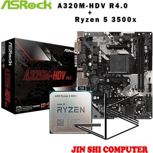 AMD Ryzen 5 3500X R5 3500X CPU + ASROCK A320M HDV R4.0 Motherboard Suit Socket AM4 CPU and Motherbaord Suit All new / no fan