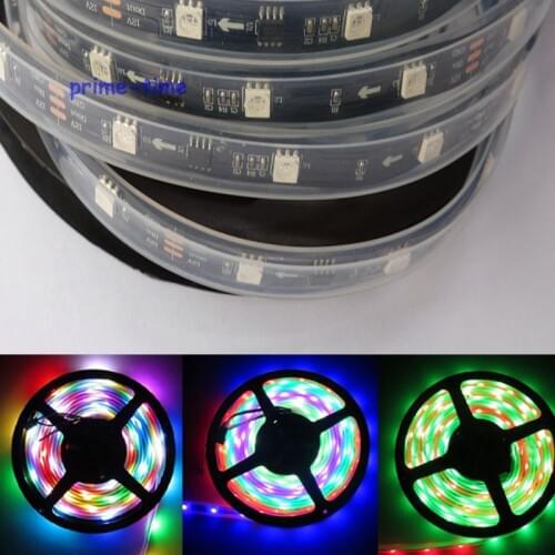 5m DC12V WS2811 Black PCB,30 leds/m 150 leds,10 pcs ws2811 ic/pixels/m,led addressable digital strip;IP67 Tube waterproof