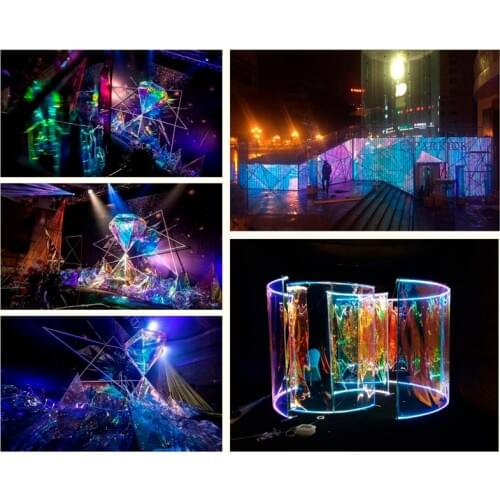 Colored Window Film SUNICE 35*3000cm 98.4ft Blaze & Chill Colorful Sticker Decals Dichroic Iridescent Solar Film Festival Decor