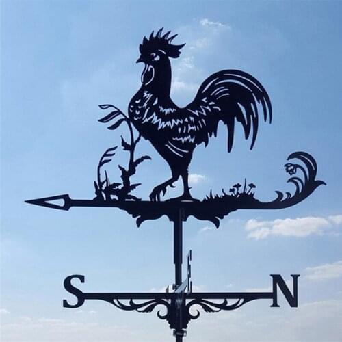 Garden Decor Direction Sign Weathervane Rooster Windmill Roof Mount Weather Vane Black Anti-rust Iron Decoration