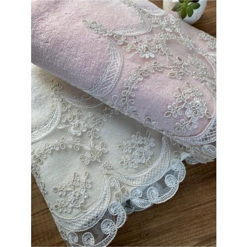 Elegant French Lace Guipure Soft Quality Hand Face Towel-Bamboo Cotton Embroidered Bathroom Towel-High Water Absorbent Facecloth