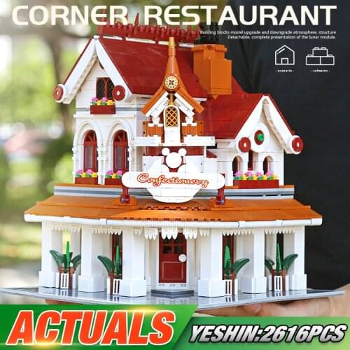 MOULD KING 11003 Streetview Building The MOC Paradise Corner Restaurant Model Building Blocks Bricks Kids Christmas Gifts Toys