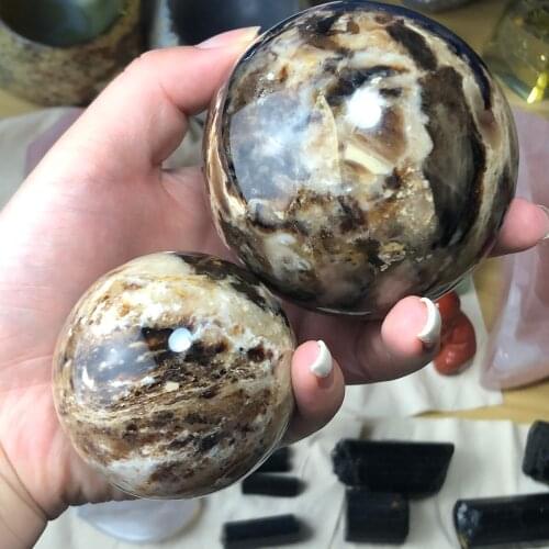 Crystal Ball Asian Rare Black Tiger stripes Crystal mineral Sphere Crystal Ball Healing Stone Decor Feng Shui