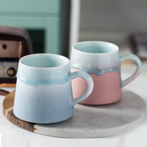 Exquisite Handmade Scrub Glaze gradient Ceramic Mug Retro large capacity coffee cup