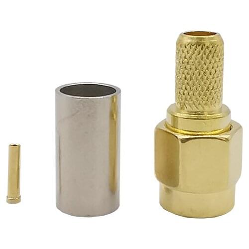 RP SMA Male RF Coaxial Coax Connector Crimp RG58 RG142 RG400 LMR195 Cable Straight Gold-plated RP SMA Male Plug Adapter