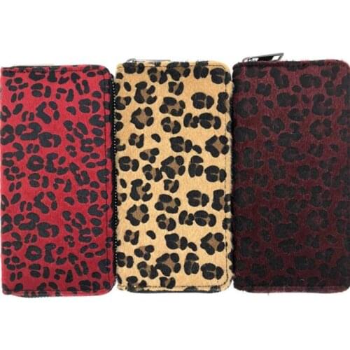 M267 Women Wallet Fashion Short Plush Leopard Print Zipper Long Wallet Women Girl Gift Wholesale