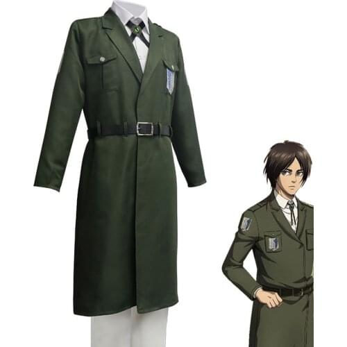 Attack on Titan hingeki No Kyojin Survey Corps Cosplay Costume Uniform Outfits Trench Coat+Shirt+Pant Halloween Carnival Suit